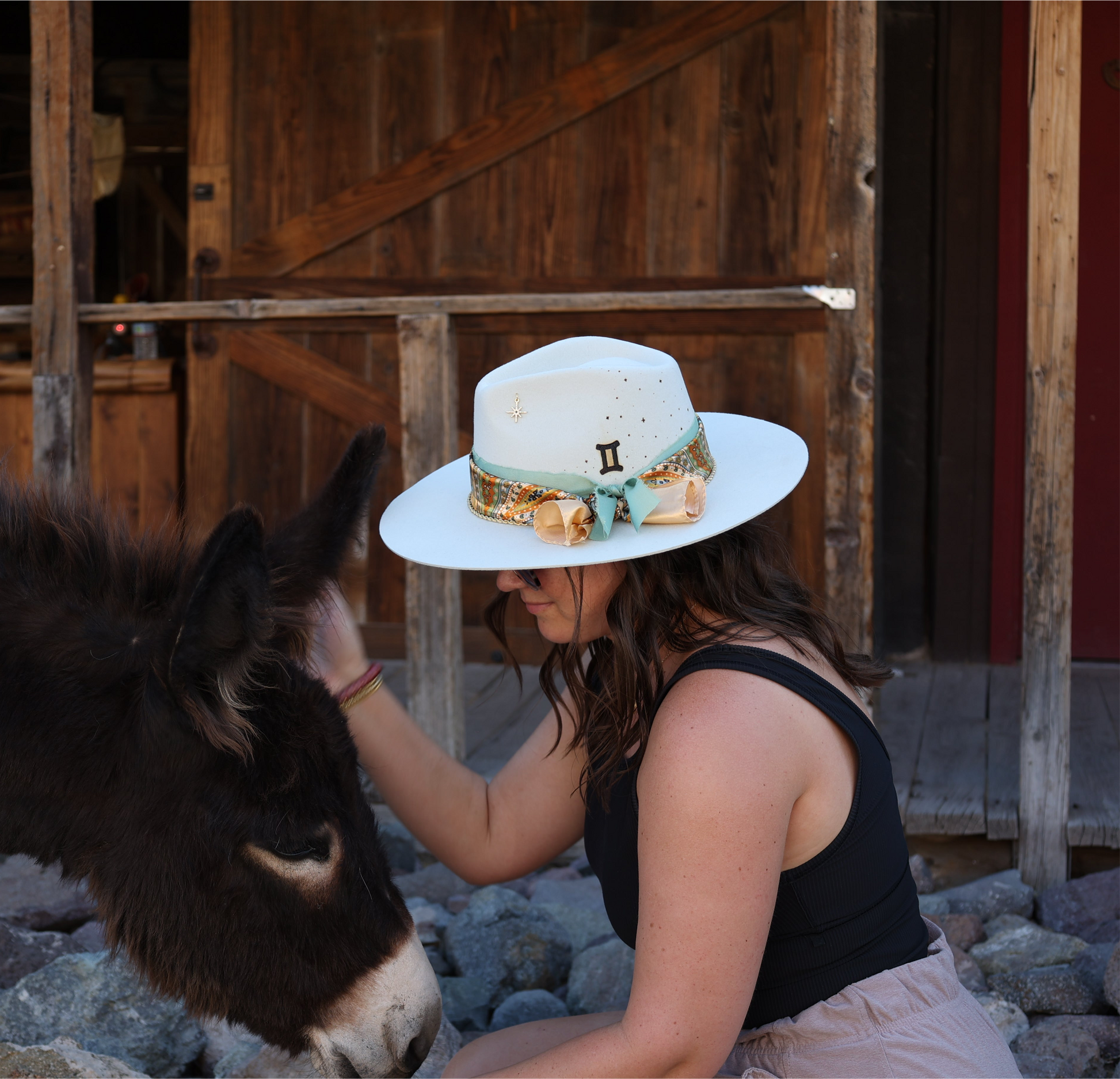 Handmade Taurus Emerald birthstone hat. A meaningful zodiac gift with western, one-of-a-kind style.